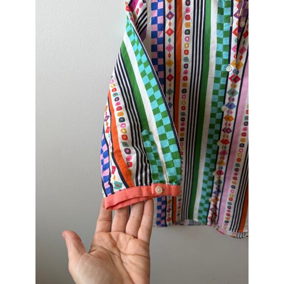 Vilagallo women's multi-color striped button down shirt size 36/2 - Picture 6 of 6